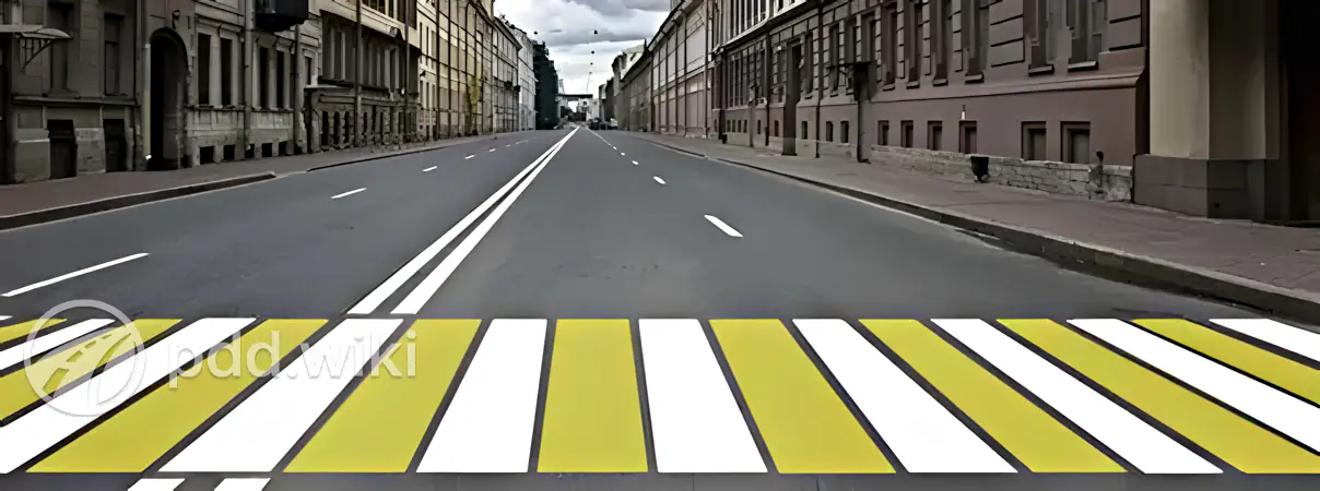 ce39d9f09a5d775b0446b316402876f0092a1dcd8ff4c1c98636d77b2e24ea51 Какой пешеходный переход обозначает данная разметка?